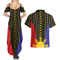 Afro Pinoy Blackapino Half Black Filipino Couples Matching Summer Maxi Dress and Hawaiian Shirt