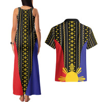 Afro Pinoy Blackapino Half Black Filipino Couples Matching Tank Maxi Dress and Hawaiian Shirt