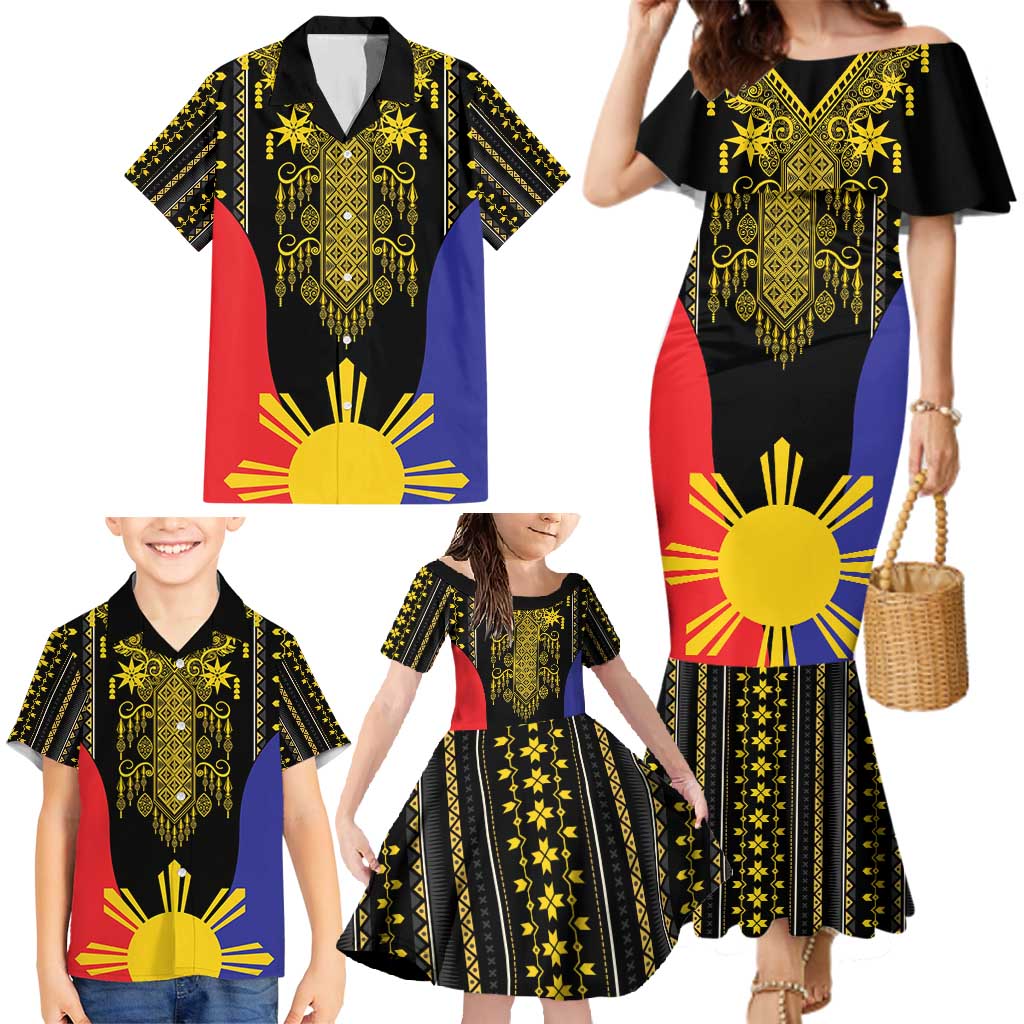 Afro Pinoy Blackapino Half Black Filipino Family Matching Mermaid Dress and Hawaiian Shirt
