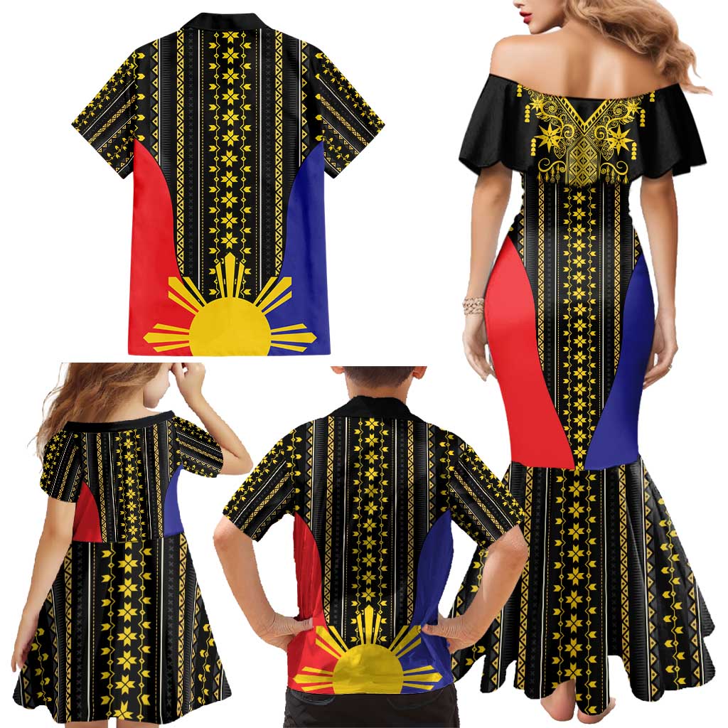Afro Pinoy Blackapino Half Black Filipino Family Matching Mermaid Dress and Hawaiian Shirt
