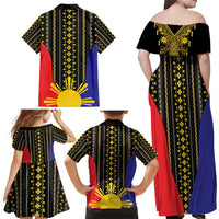 Afro Pinoy Blackapino Half Black Filipino Family Matching Off Shoulder Maxi Dress and Hawaiian Shirt