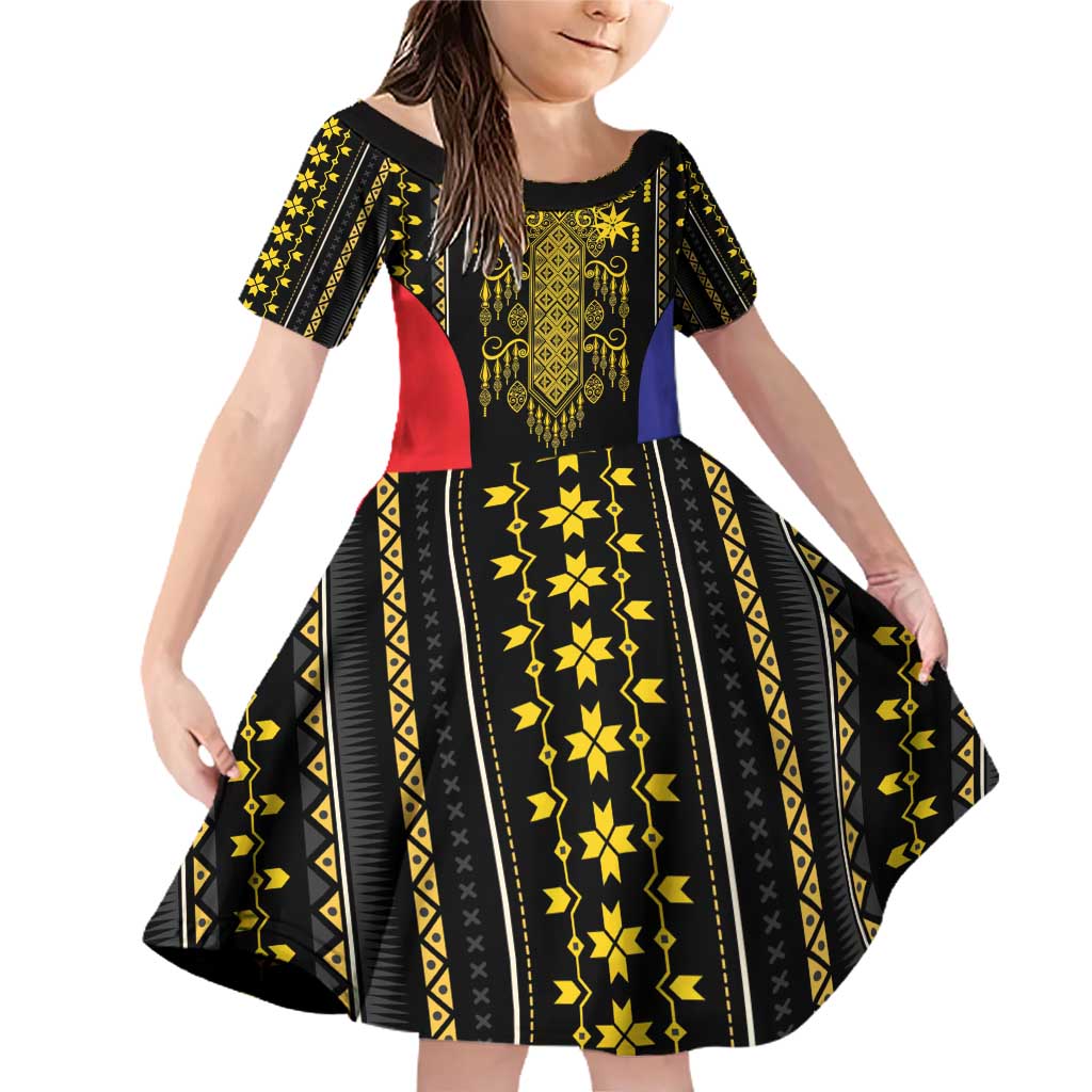 Afro Pinoy Blackapino Half Black Filipino Family Matching Off Shoulder Short Dress and Hawaiian Shirt