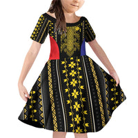 Afro Pinoy Blackapino Half Black Filipino Family Matching Off Shoulder Short Dress and Hawaiian Shirt