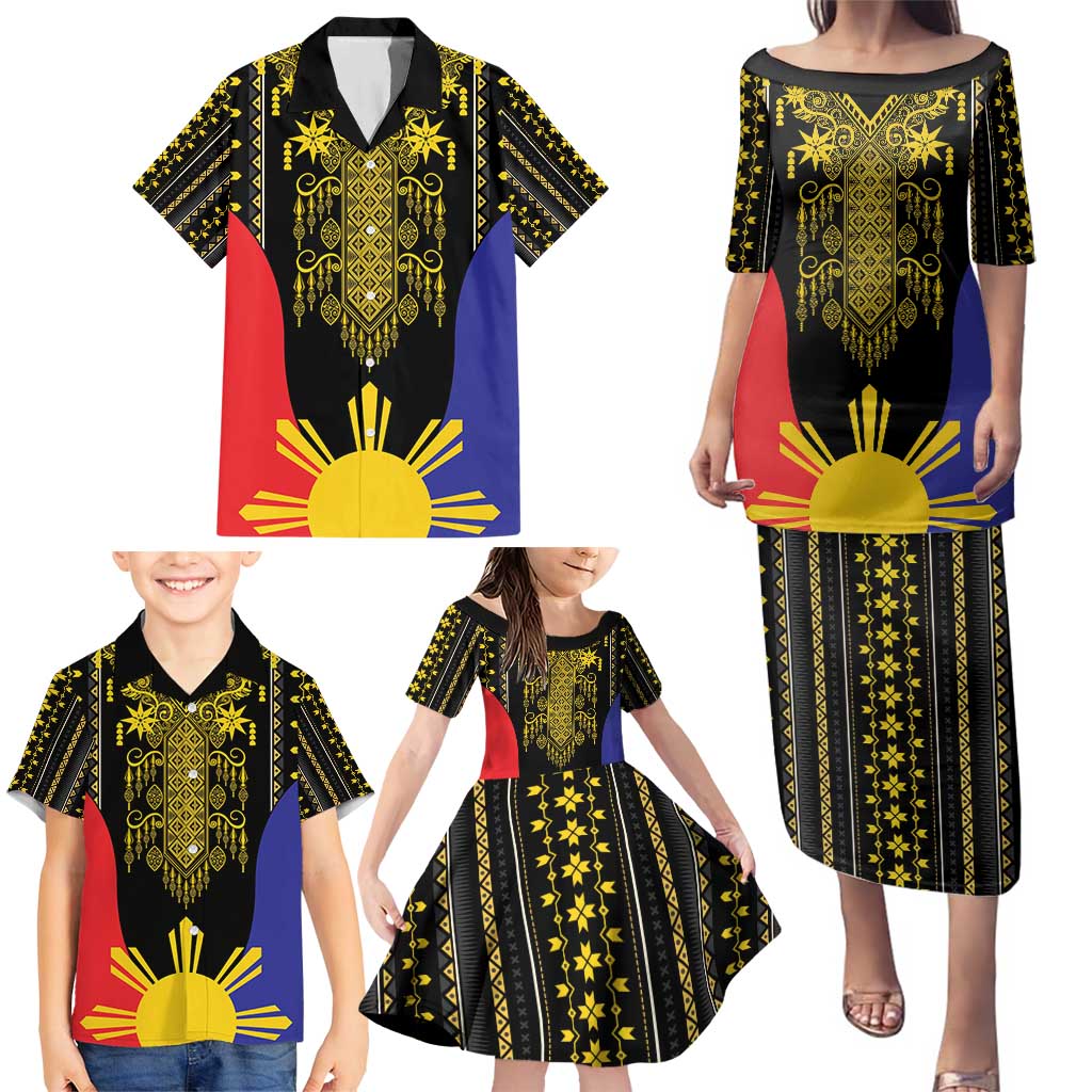 Afro Pinoy Blackapino Half Black Filipino Family Matching Puletasi and Hawaiian Shirt
