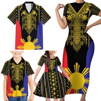 Afro Pinoy Blackapino Half Black Filipino Family Matching Short Sleeve Bodycon Dress and Hawaiian Shirt