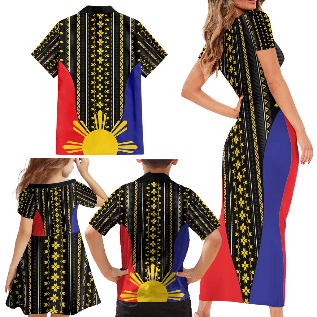 Afro Pinoy Blackapino Half Black Filipino Family Matching Short Sleeve Bodycon Dress and Hawaiian Shirt