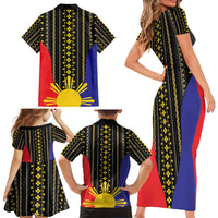 Afro Pinoy Blackapino Half Black Filipino Family Matching Short Sleeve Bodycon Dress and Hawaiian Shirt