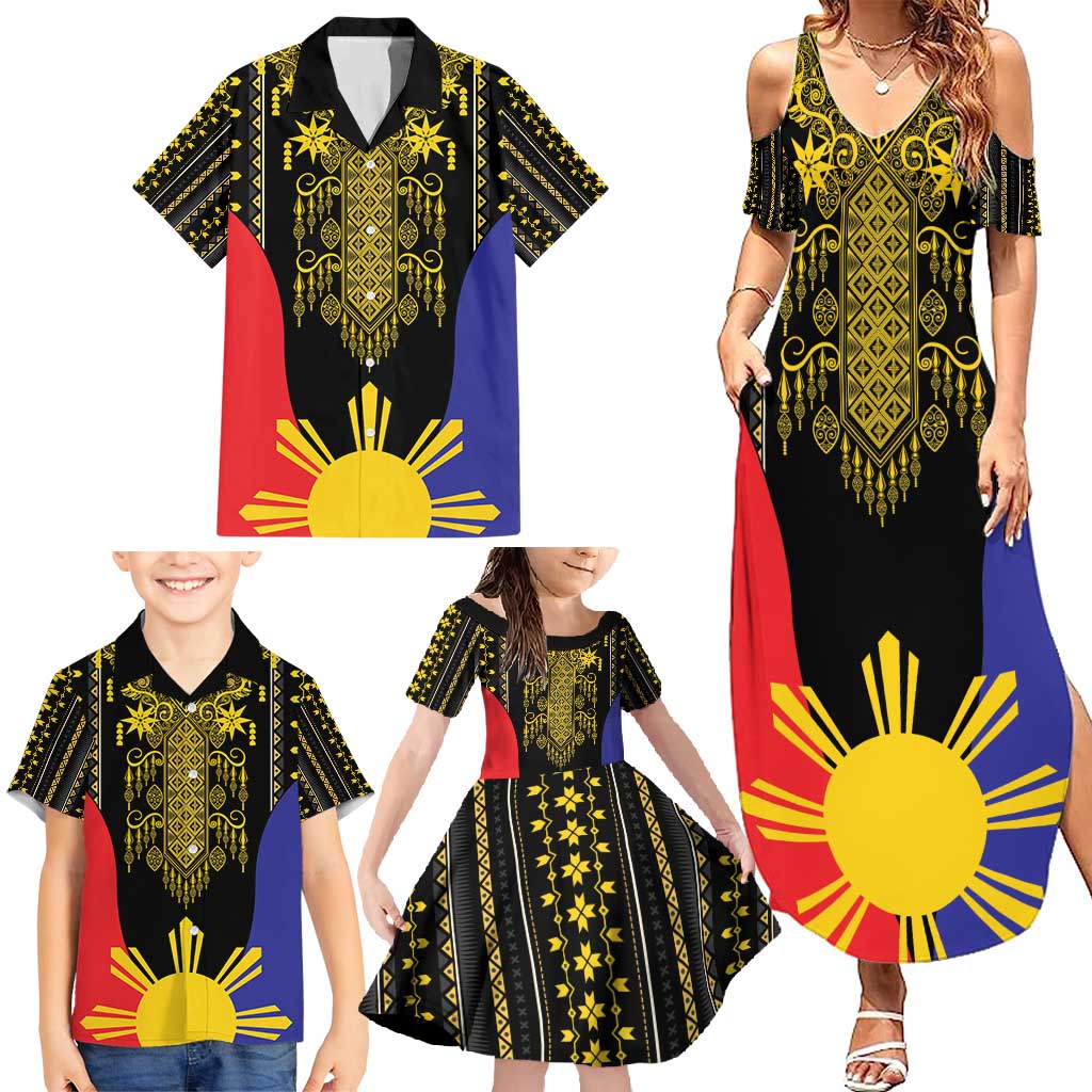 Afro Pinoy Blackapino Half Black Filipino Family Matching Summer Maxi Dress and Hawaiian Shirt