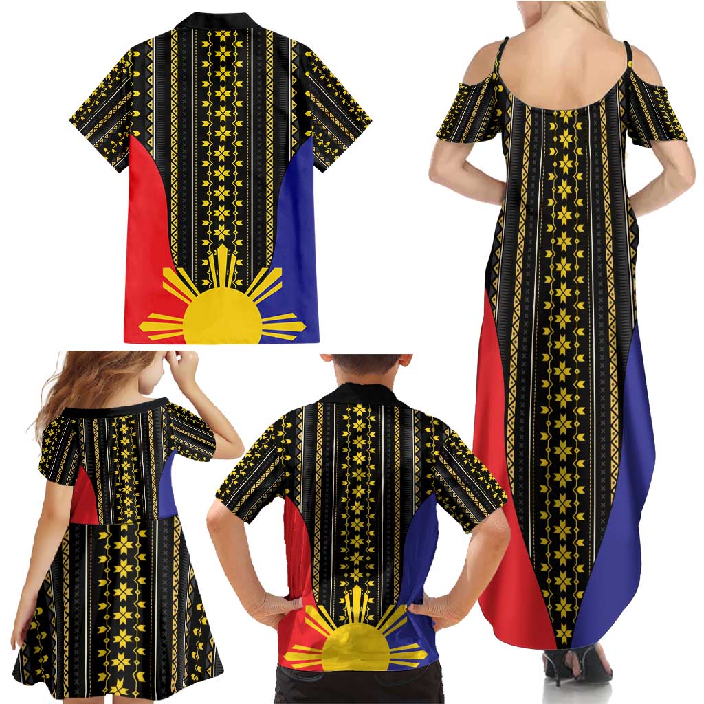 Afro Pinoy Blackapino Half Black Filipino Family Matching Summer Maxi Dress and Hawaiian Shirt