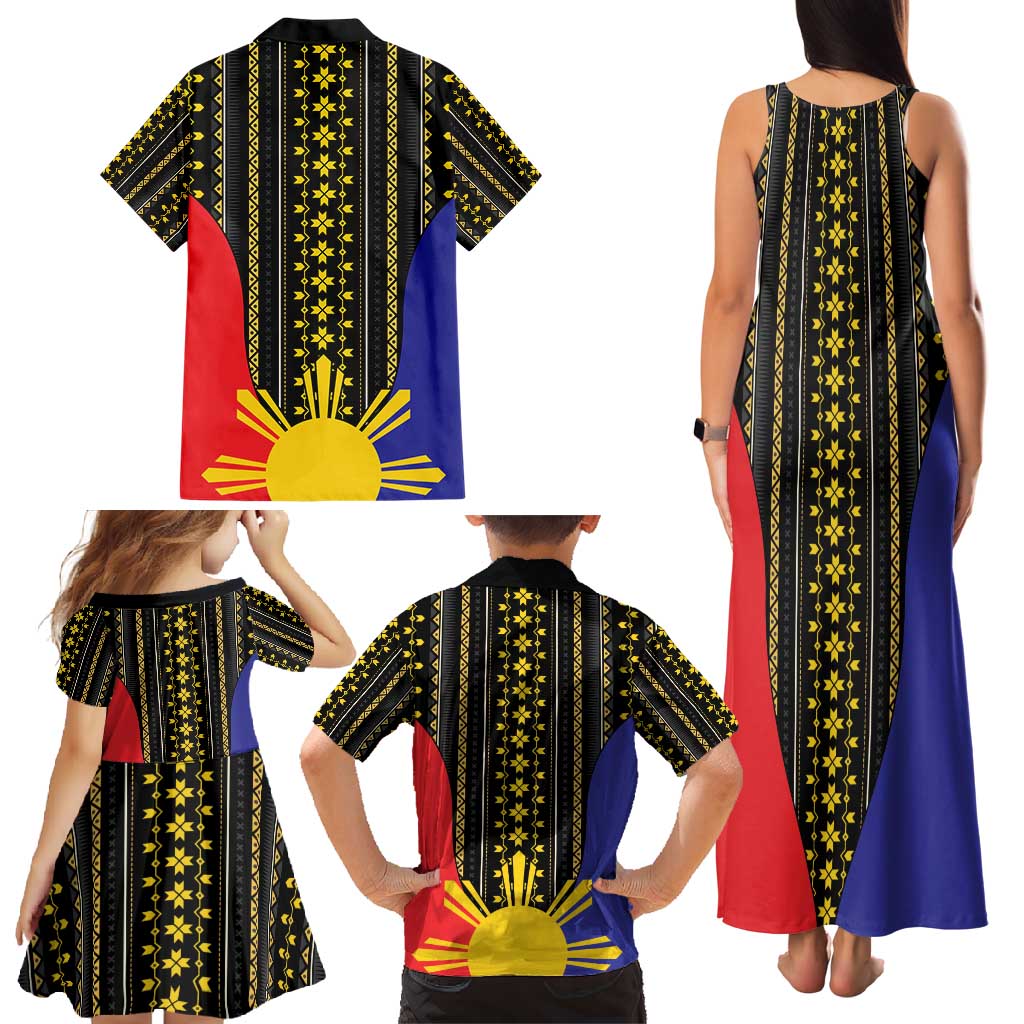 Afro Pinoy Blackapino Half Black Filipino Family Matching Tank Maxi Dress and Hawaiian Shirt
