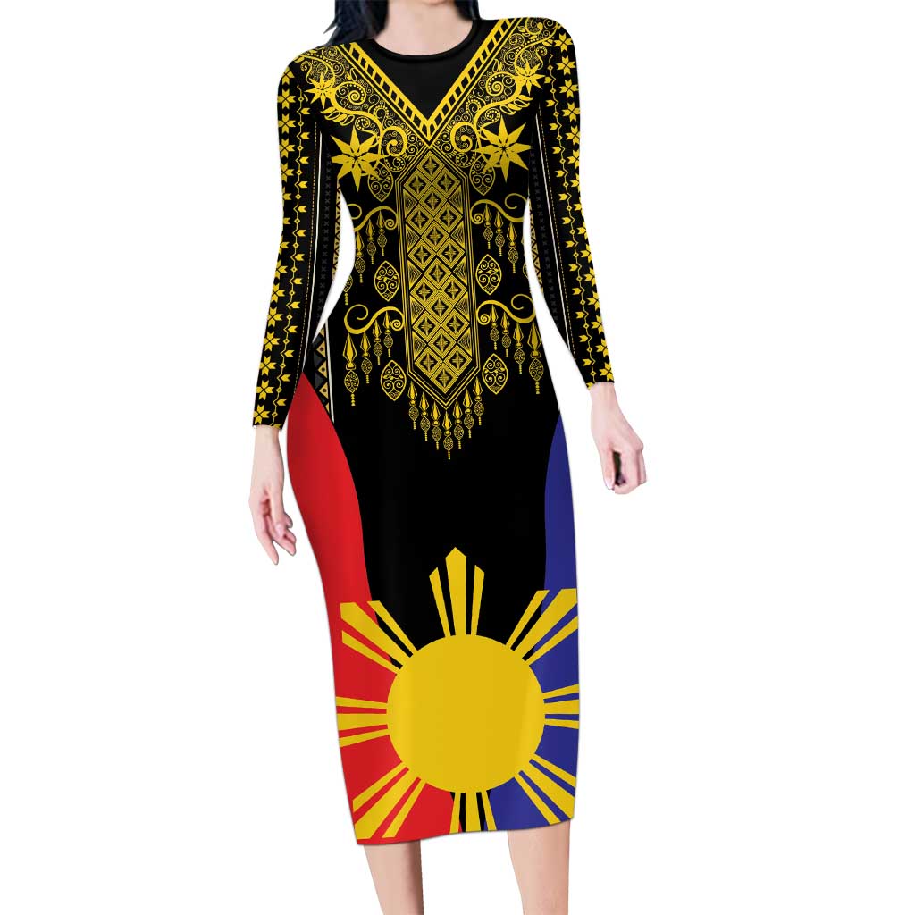 Afro Pinoy Blackapino Half Black Filipino Long Sleeve Bodycon Dress