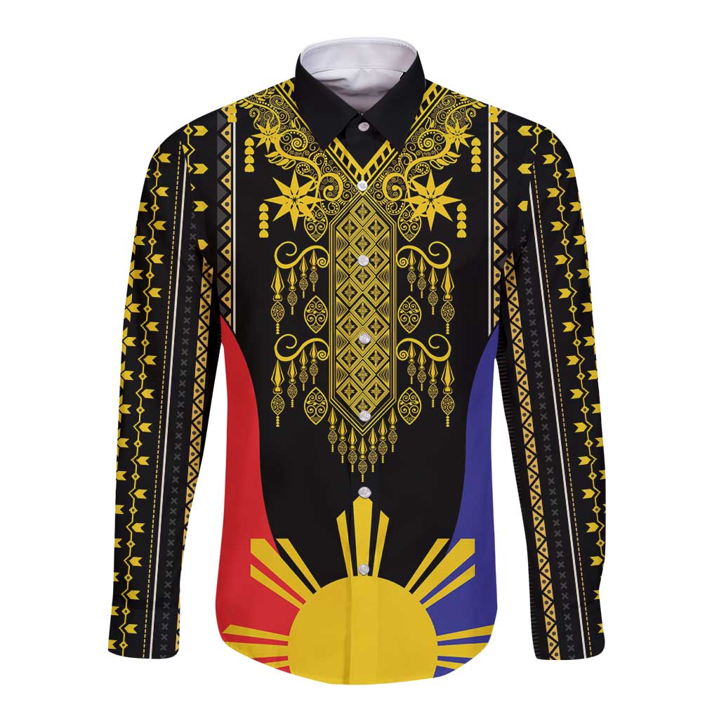 Afro Pinoy Blackapino Half Black Filipino Long Sleeve Button Shirt