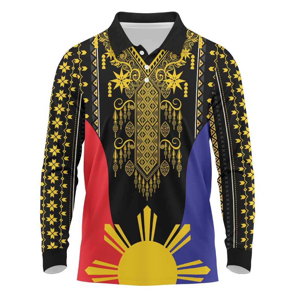 Afro Pinoy Blackapino Half Black Filipino Long Sleeve Polo Shirt
