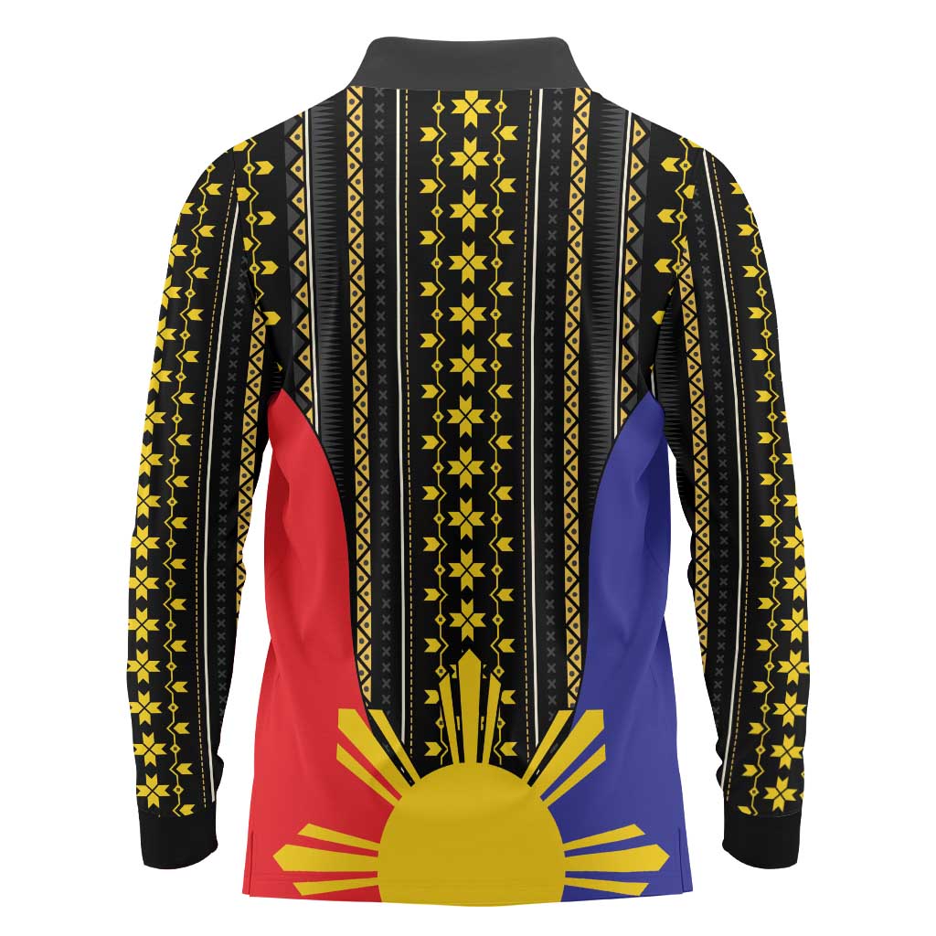 Afro Pinoy Blackapino Half Black Filipino Long Sleeve Polo Shirt