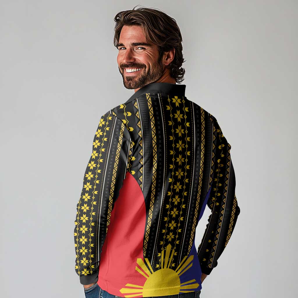 Afro Pinoy Blackapino Half Black Filipino Long Sleeve Polo Shirt