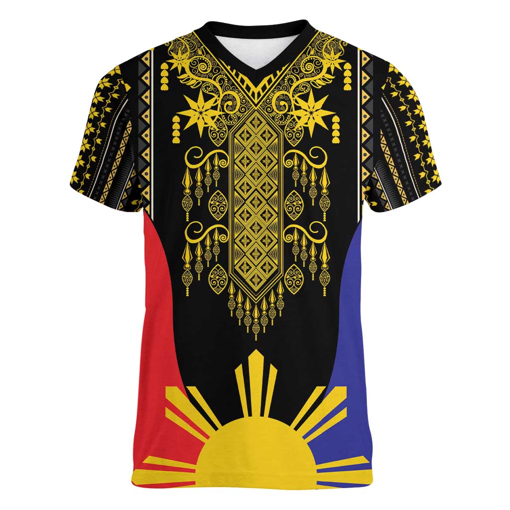 Afro Pinoy Blackapino Half Black Filipino Women V-Neck T-Shirt