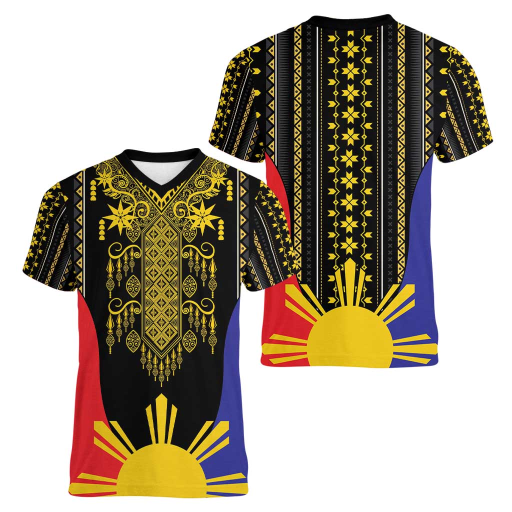 Afro Pinoy Blackapino Half Black Filipino Women V-Neck T-Shirt