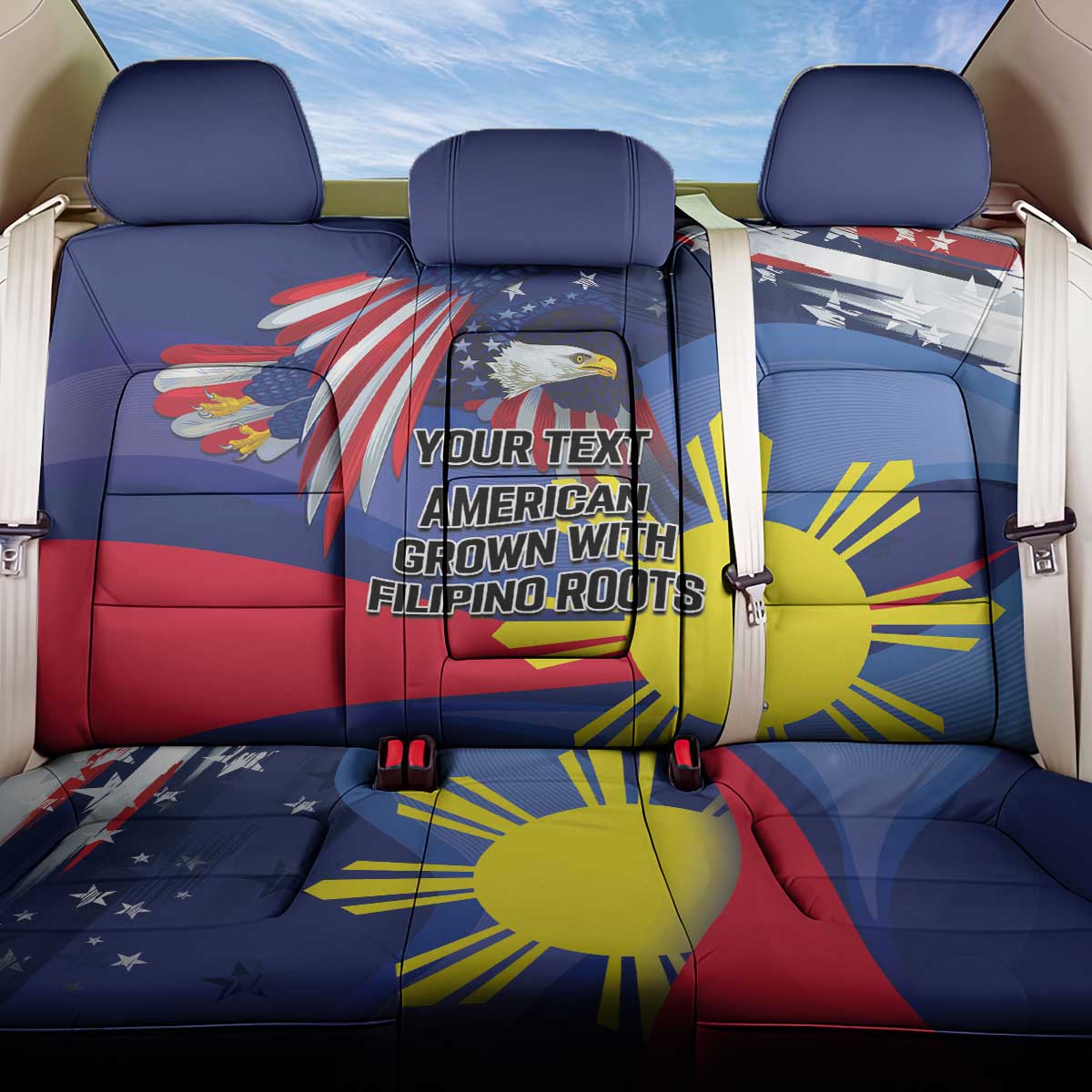 Personalized American Grown With Filipino Roots Back Car Seat Cover