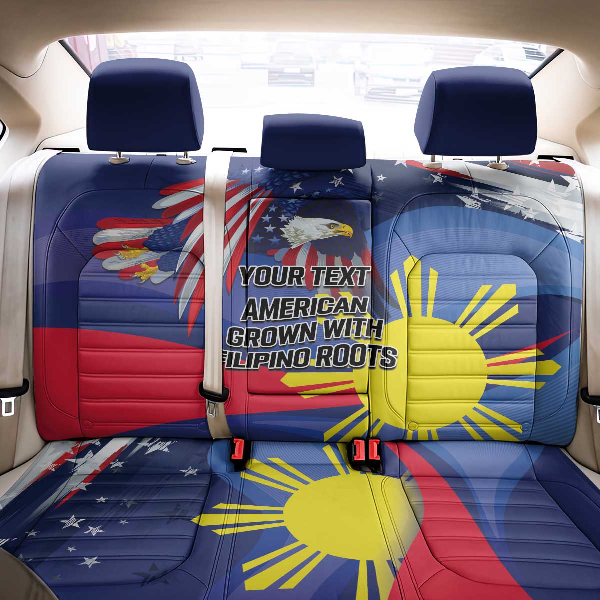 Personalized American Grown With Filipino Roots Back Car Seat Cover
