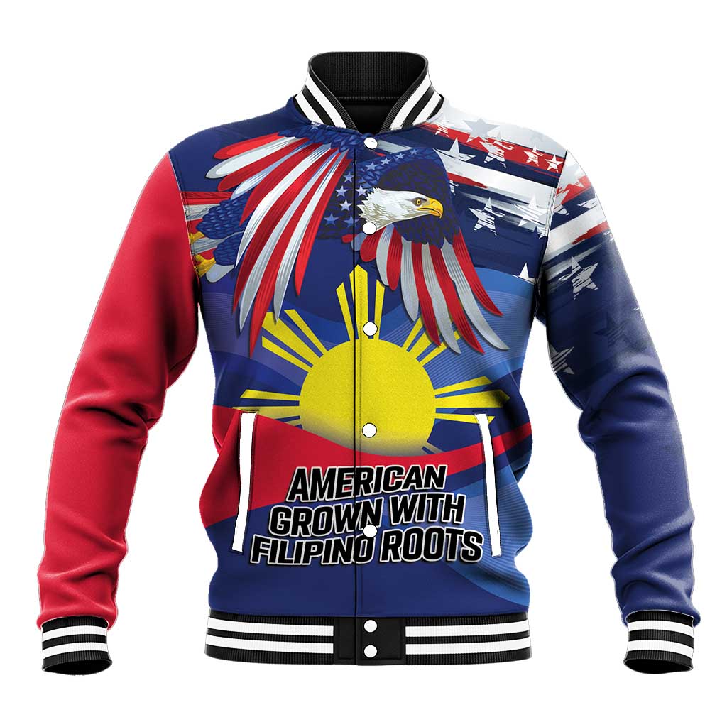 Personalized American Grown With Filipino Roots Baseball Jacket