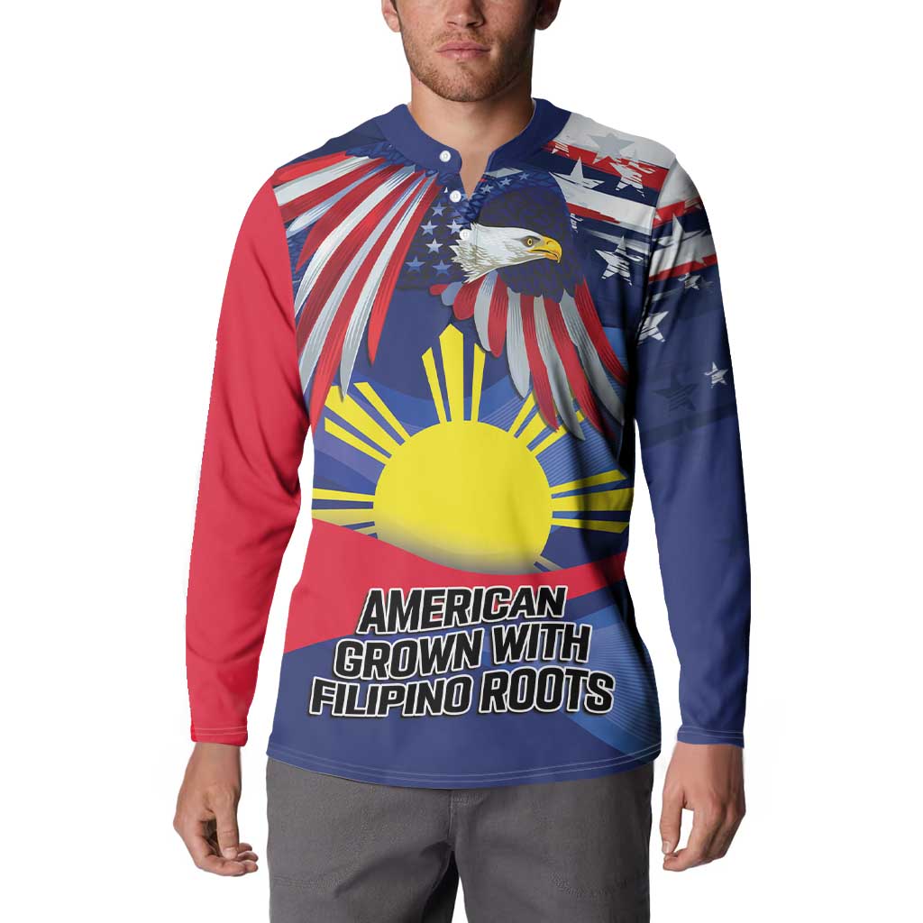 Personalized American Grown With Filipino Roots Button Sweatshirt