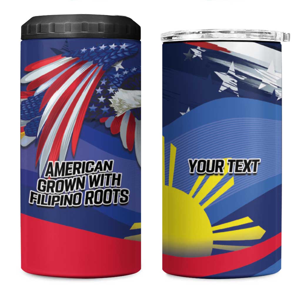 Personalized American Grown With Filipino Roots 4 in 1 Can Cooler Tumbler
