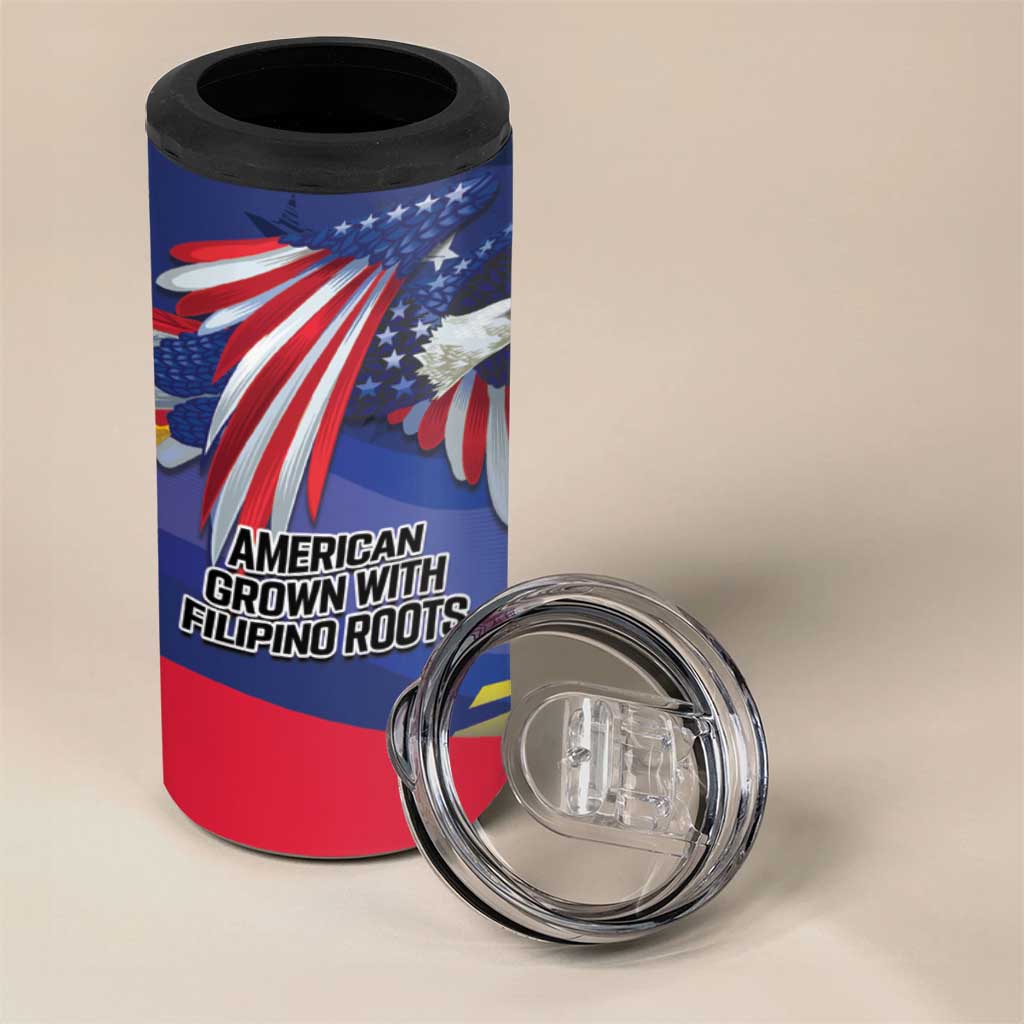 Personalized American Grown With Filipino Roots 4 in 1 Can Cooler Tumbler