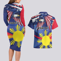Personalized American Grown With Filipino Roots Couples Matching Long Sleeve Bodycon Dress and Hawaiian Shirt