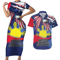 Personalized American Grown With Filipino Roots Couples Matching Short Sleeve Bodycon Dress and Hawaiian Shirt