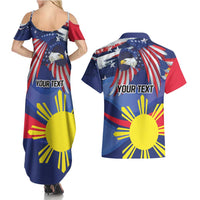 Personalized American Grown With Filipino Roots Couples Matching Summer Maxi Dress and Hawaiian Shirt