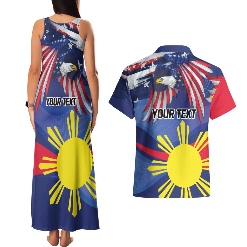 Personalized American Grown With Filipino Roots Couples Matching Tank Maxi Dress and Hawaiian Shirt
