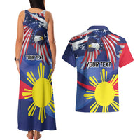 Personalized American Grown With Filipino Roots Couples Matching Tank Maxi Dress and Hawaiian Shirt