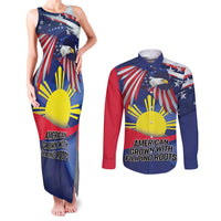 Personalized American Grown With Filipino Roots Couples Matching Tank Maxi Dress and Long Sleeve Button Shirt