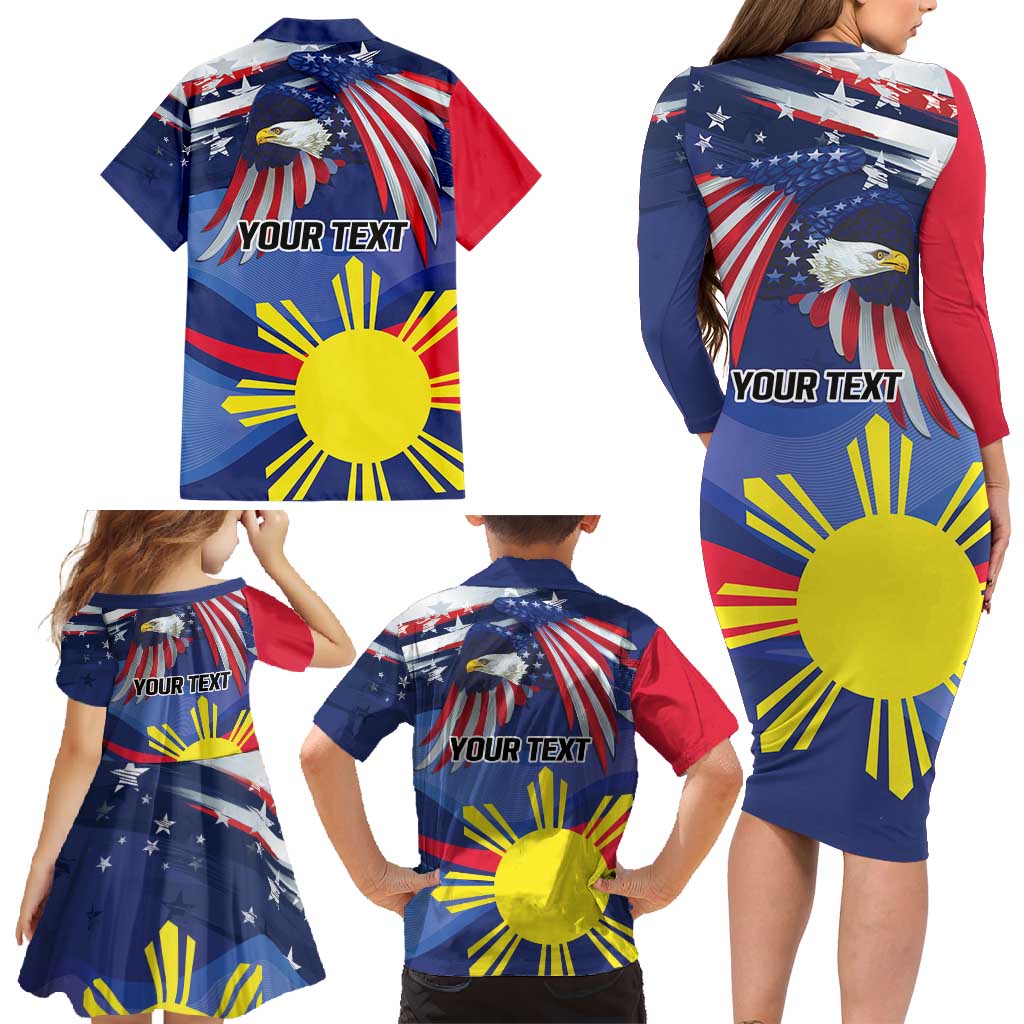 Personalized American Grown With Filipino Roots Family Matching Long Sleeve Bodycon Dress and Hawaiian Shirt
