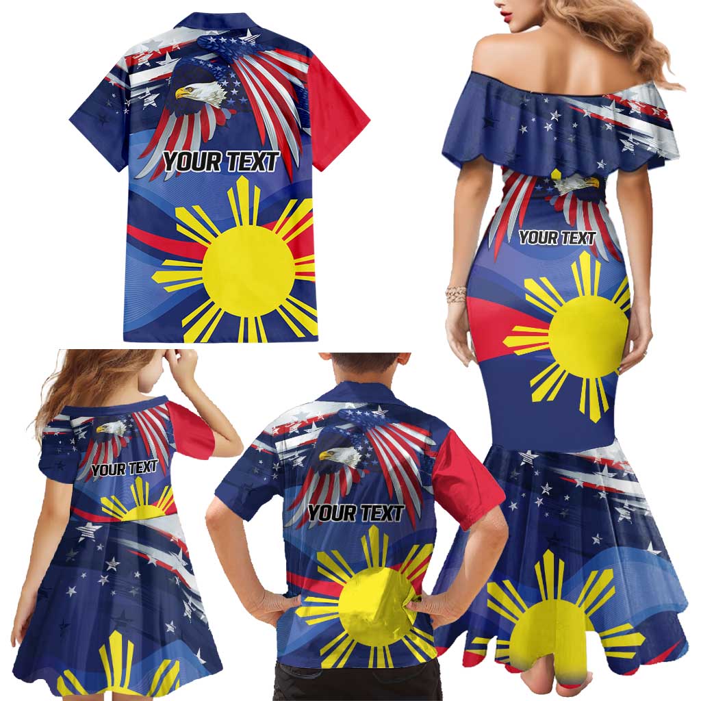 Personalized American Grown With Filipino Roots Family Matching Mermaid Dress and Hawaiian Shirt