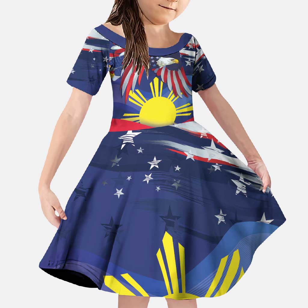 Personalized American Grown With Filipino Roots Family Matching Off Shoulder Maxi Dress and Hawaiian Shirt