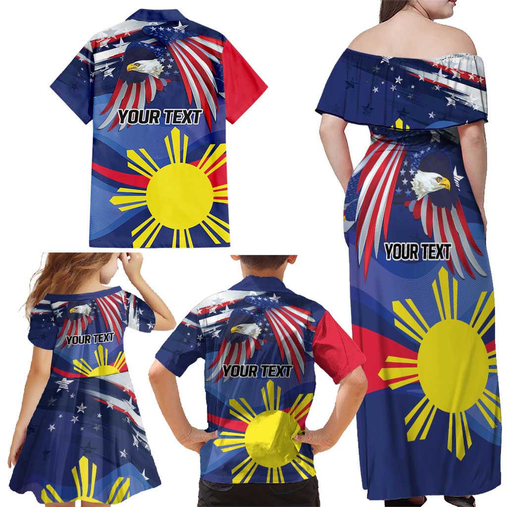 Personalized American Grown With Filipino Roots Family Matching Off Shoulder Maxi Dress and Hawaiian Shirt