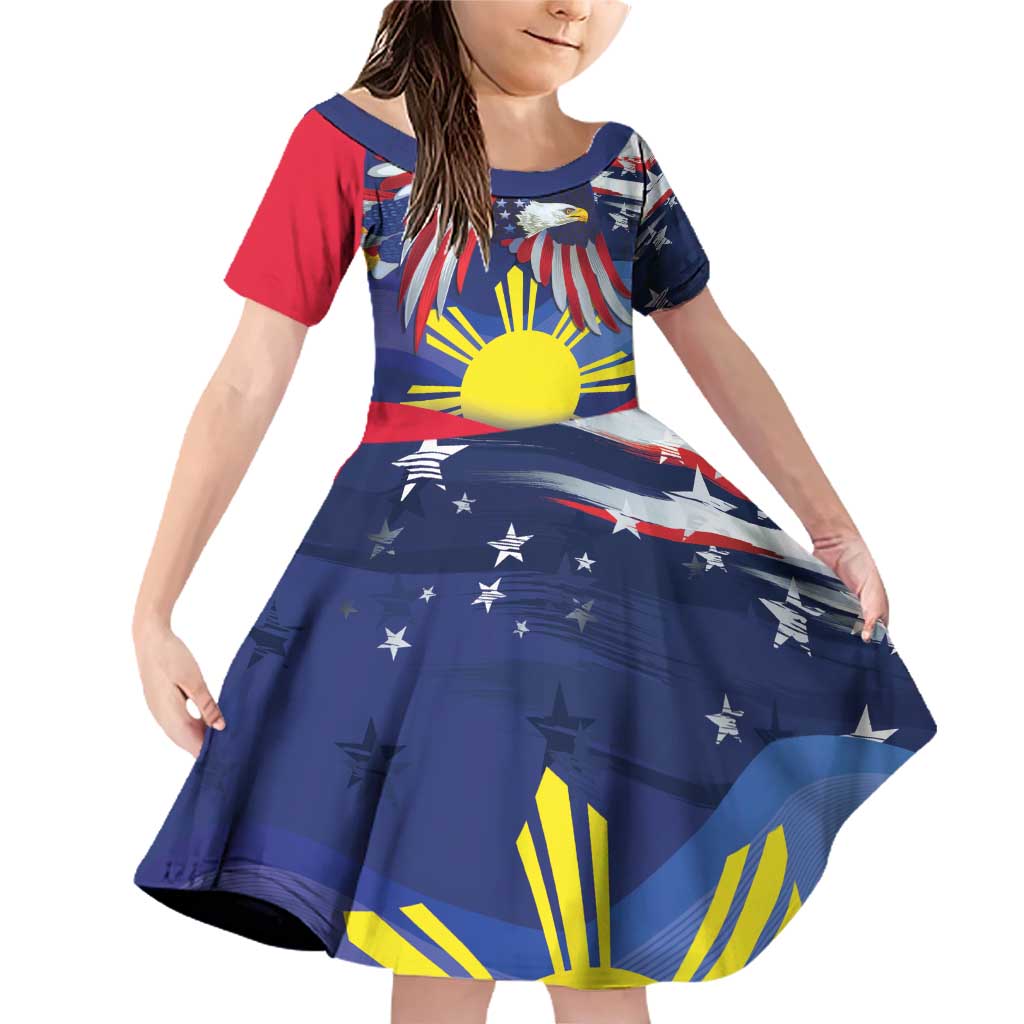 Personalized American Grown With Filipino Roots Family Matching Off Shoulder Short Dress and Hawaiian Shirt
