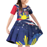 Personalized American Grown With Filipino Roots Family Matching Off Shoulder Short Dress and Hawaiian Shirt