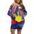 Personalized American Grown With Filipino Roots Family Matching Off Shoulder Short Dress and Hawaiian Shirt