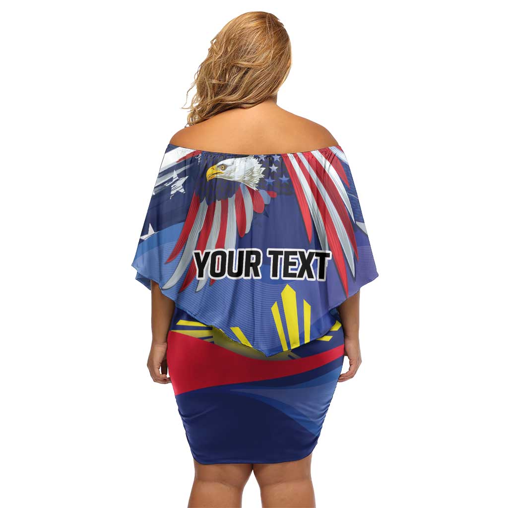 Personalized American Grown With Filipino Roots Family Matching Off Shoulder Short Dress and Hawaiian Shirt