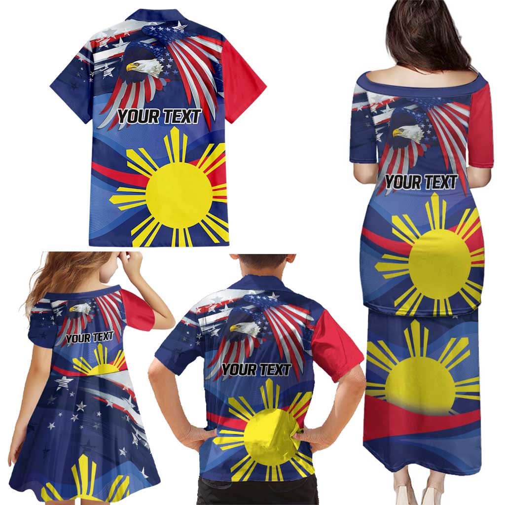 Personalized American Grown With Filipino Roots Family Matching Puletasi and Hawaiian Shirt