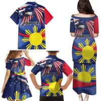 Personalized American Grown With Filipino Roots Family Matching Puletasi and Hawaiian Shirt