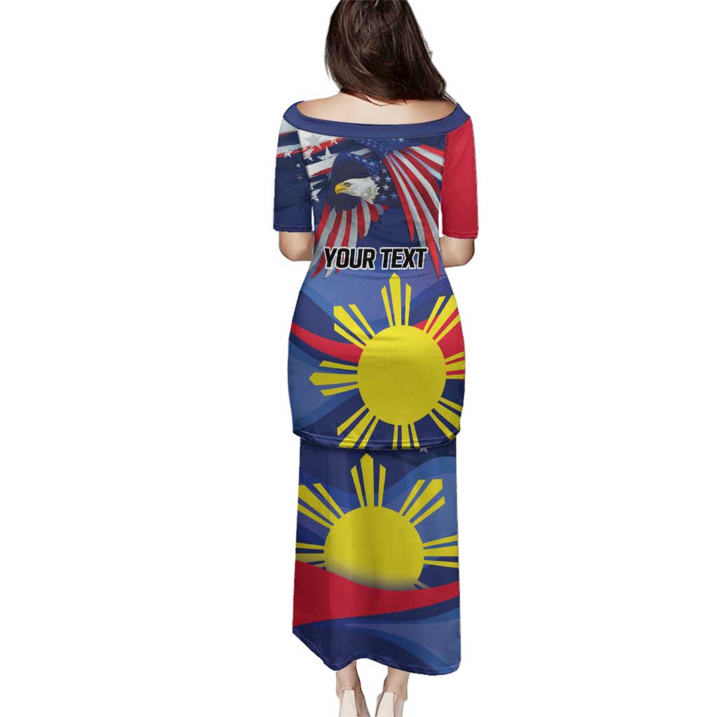 Personalized American Grown With Filipino Roots Family Matching Puletasi and Hawaiian Shirt