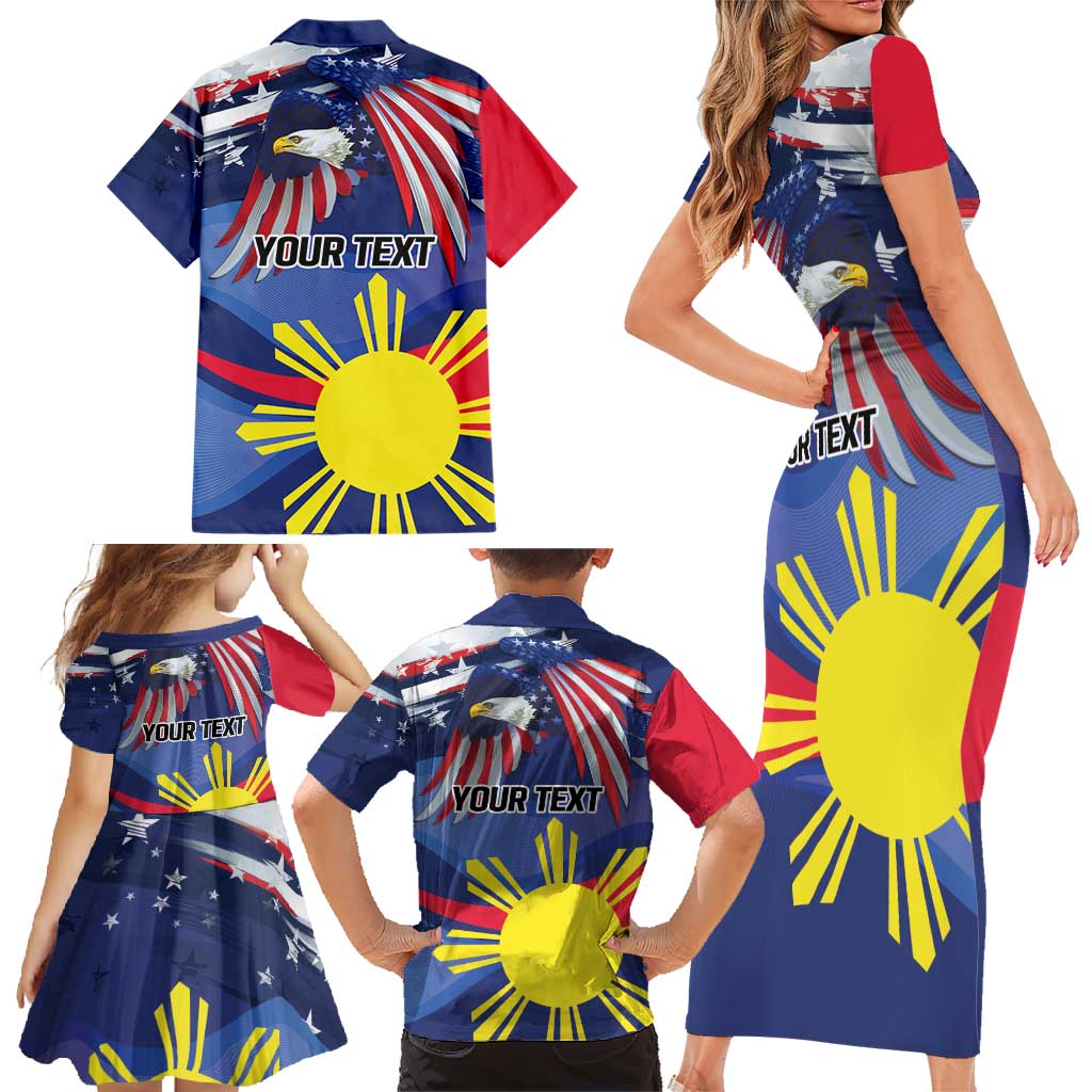 Personalized American Grown With Filipino Roots Family Matching Short Sleeve Bodycon Dress and Hawaiian Shirt