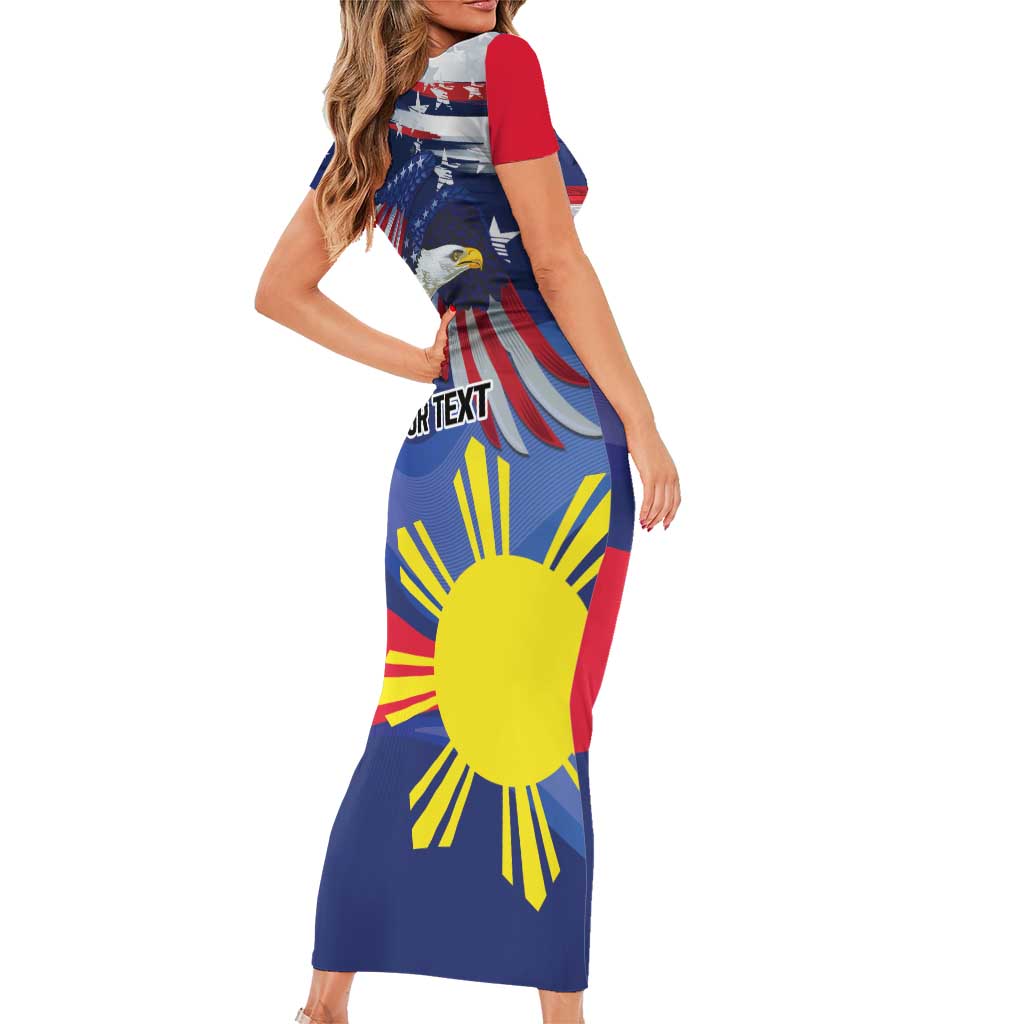 Personalized American Grown With Filipino Roots Family Matching Short Sleeve Bodycon Dress and Hawaiian Shirt