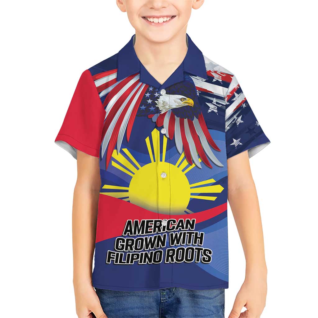 Personalized American Grown With Filipino Roots Family Matching Short Sleeve Bodycon Dress and Hawaiian Shirt