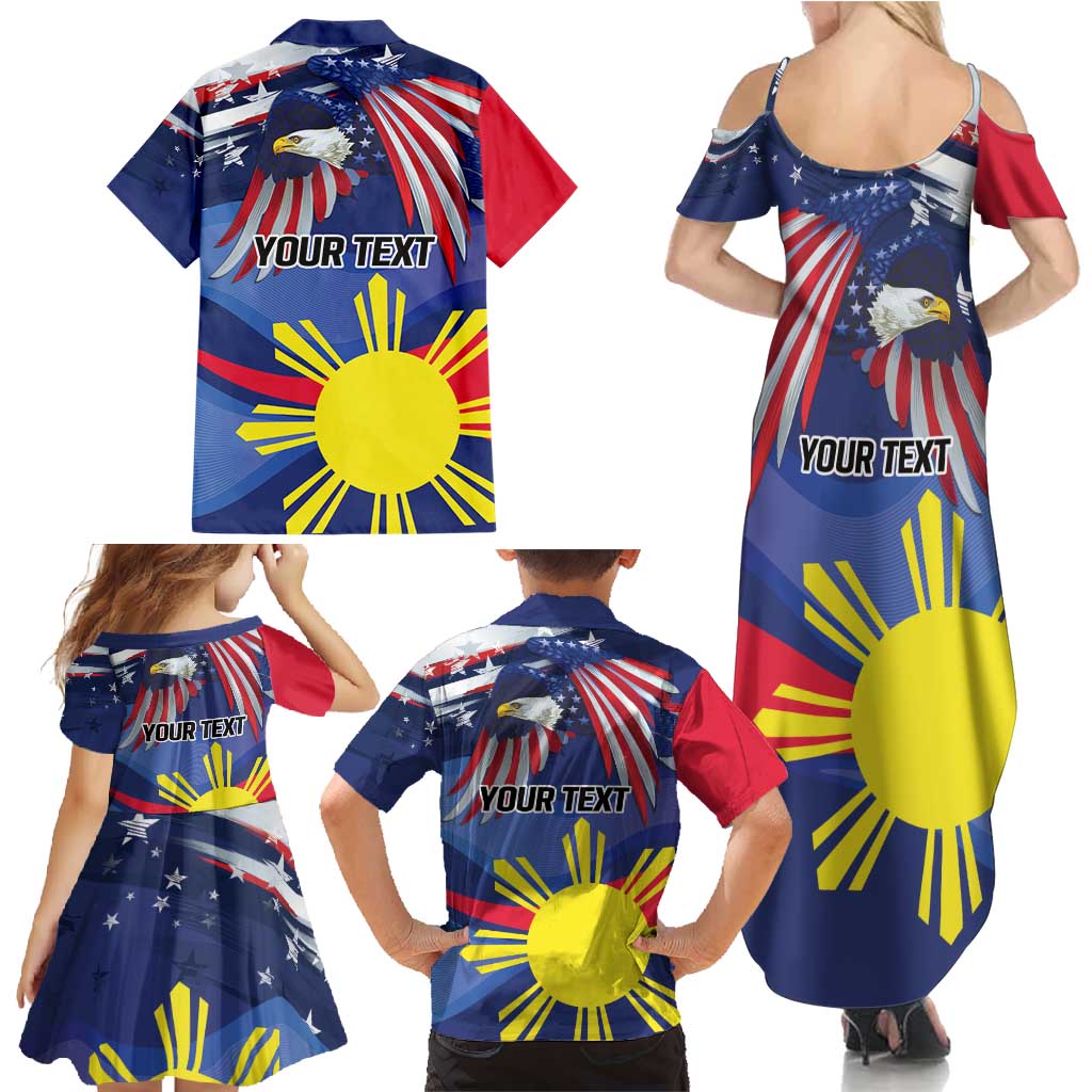 Personalized American Grown With Filipino Roots Family Matching Summer Maxi Dress and Hawaiian Shirt