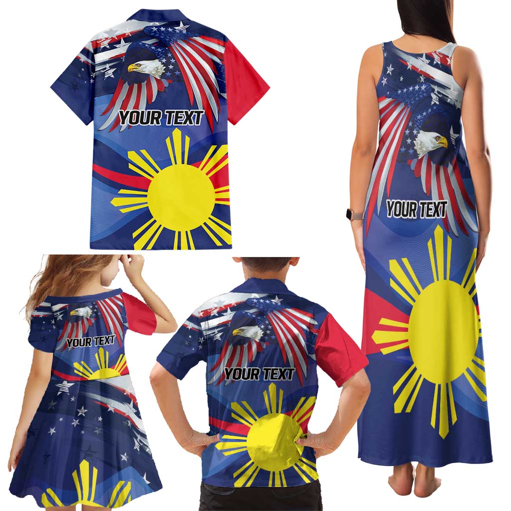 Personalized American Grown With Filipino Roots Family Matching Tank Maxi Dress and Hawaiian Shirt