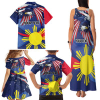 Personalized American Grown With Filipino Roots Family Matching Tank Maxi Dress and Hawaiian Shirt
